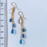 Rainbow moonstone and blue natural stone earrings 