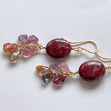 thulite and spinel earrings