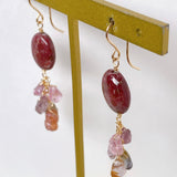 thulite and spinel earrings