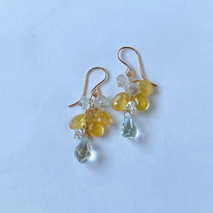 Green amethyst and heliodor bouquet earrings 