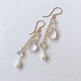 Heart rose quartz Tanabata earrings 