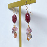 thulite and spinel earrings