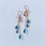 Ametrine and blue natural stone earrings 