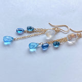 Rainbow moonstone and blue natural stone earrings 