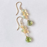 Rutile peridot and opal earrings