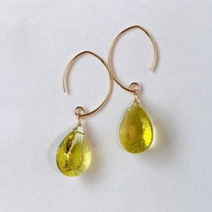 Large lemon quartz single earrings B 