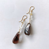 Large garden quartz and oil-in perkimer quartz earrings