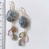 Dendrite opal, labradorite and ametrine earrings