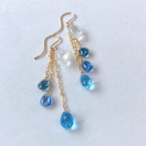 Rainbow moonstone and blue natural stone earrings 