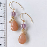 Pink opal, pink amethyst, imperial topaz and freshwater pearl earrings 