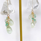 Crystal, yellow beryl and Colombian emerald earrings