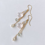 Heart rose quartz Tanabata earrings 