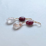 Thulite and Himalayan crystal earrings A 