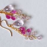 Pink amethyst, ruby, and ametrine Sharashara earrings