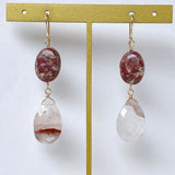 Thulite and Himalayan crystal earrings B 