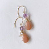 Pink opal, pink amethyst, imperial topaz and freshwater pearl earrings 