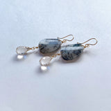 dendrite opal and topaz earrings