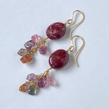 thulite and spinel earrings