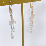 Heart rose quartz Tanabata earrings 