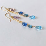 Ametrine and blue natural stone earrings 