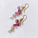 Pink amethyst, ruby, and ametrine Sharashara earrings