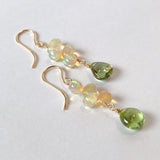 Rutile peridot and opal earrings