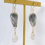 dendrite opal and topaz earrings