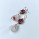 Thulite and Himalayan crystal earrings B 