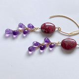 thulite and amethyst earrings