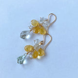 Green amethyst and heliodor bouquet earrings 