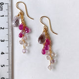 Pink amethyst, ruby, and ametrine Sharashara earrings