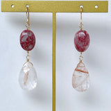 Thulite and Himalayan crystal earrings A 