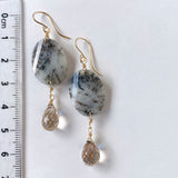 dendrite opal and topaz earrings