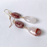 Thulite and Himalayan crystal earrings B 