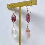 Thulite and Himalayan crystal earrings A 