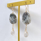 dendrite opal and topaz earrings