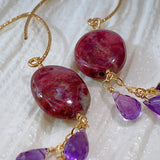 thulite and amethyst earrings