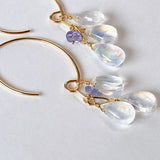 rainbow moonstone and tanzanite earrings