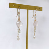 Heart rose quartz Tanabata earrings 