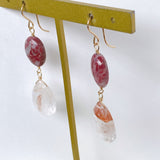 Thulite and Himalayan crystal earrings A 