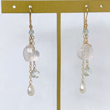 Heart rose quartz Tanabata earrings 