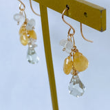 Green amethyst and heliodor bouquet earrings 