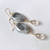 dendrite opal and topaz earrings