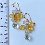 Green amethyst and heliodor bouquet earrings 