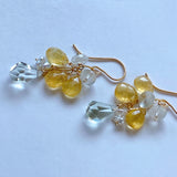 Green amethyst and heliodor bouquet earrings 