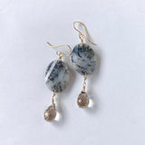 dendrite opal and topaz earrings