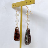 Large garden quartz and oil-in perkimer quartz earrings