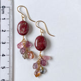 thulite and spinel earrings