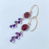 thulite and amethyst earrings