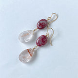 Thulite and Himalayan crystal earrings A 